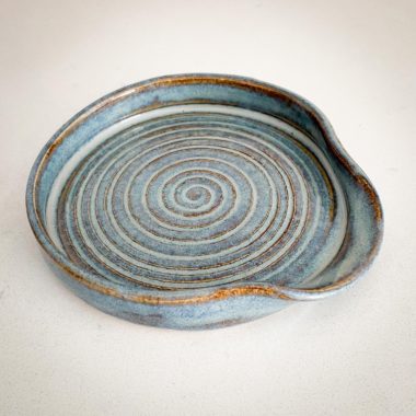 Handmade Ceramic Spoon Rest: Blue Rutile Glazed Stoneware