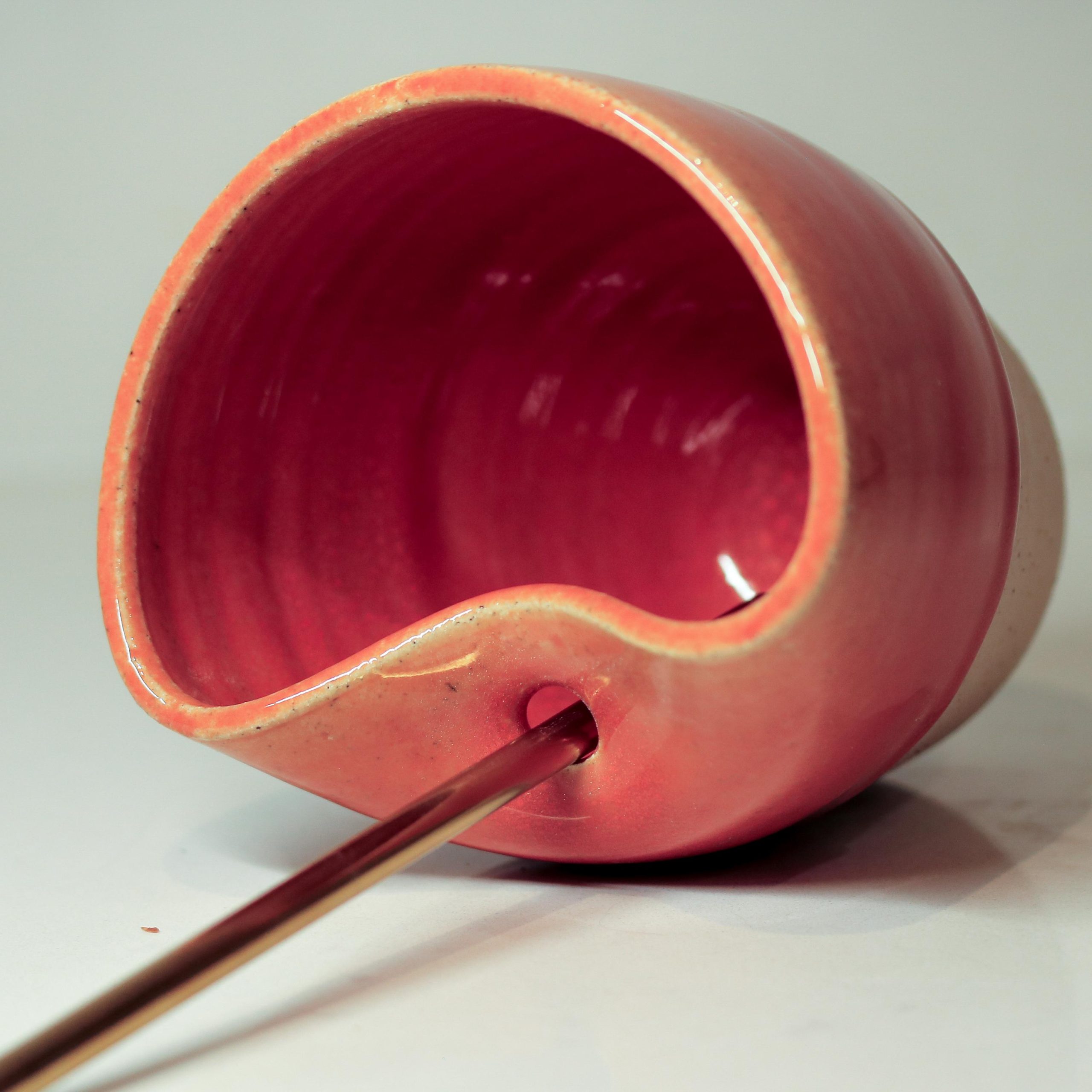 Hand thrown Ceramic Burnt orange Glaze Sippy Cup with metal straw - Image 4