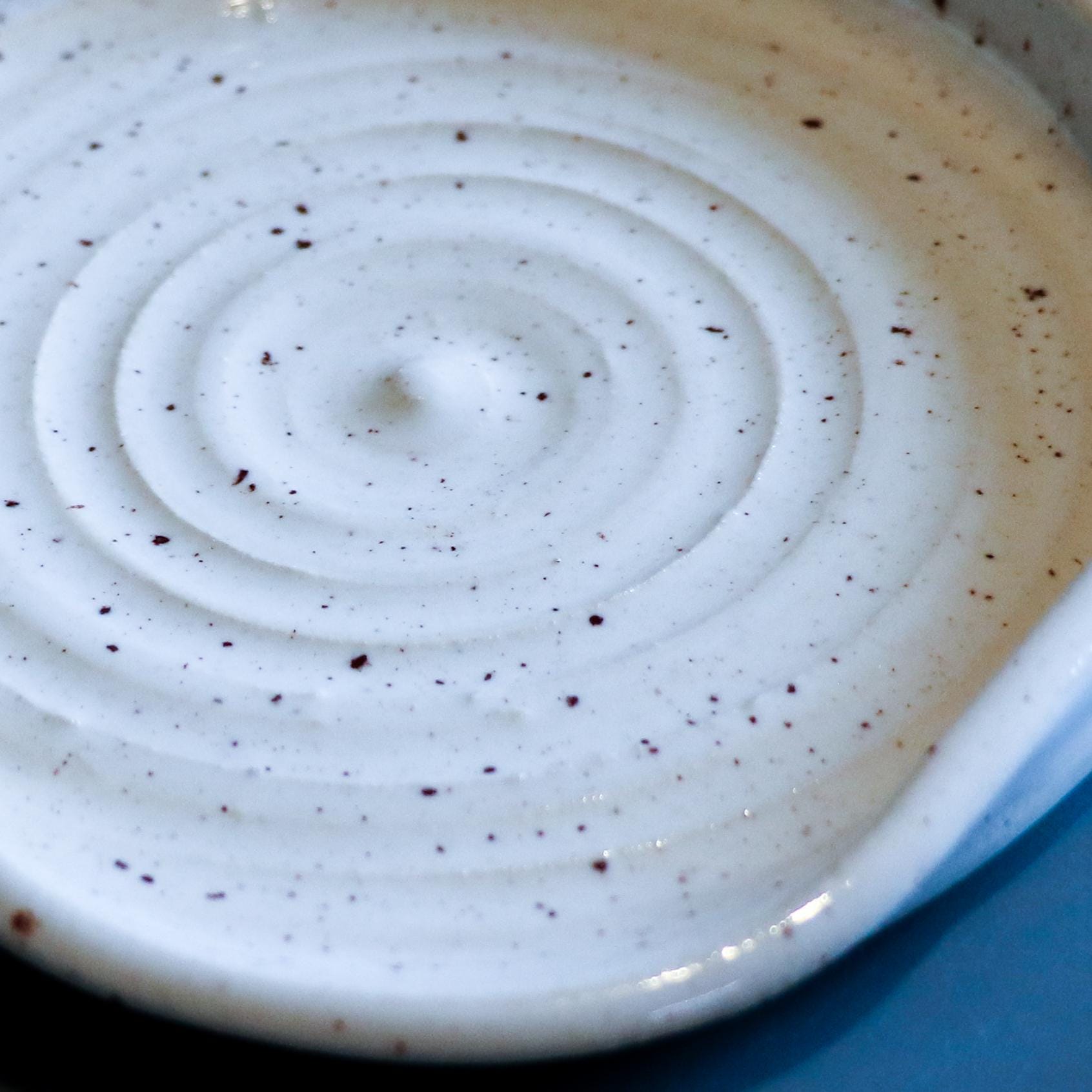 Handmade Ceramic Spoon Rest: White speckled Glazed Stoneware