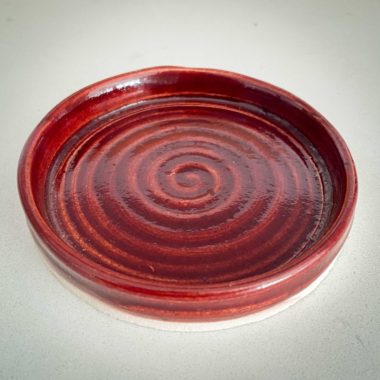 Hand Thrown Stoneware Tea Bag Holder: Brick Red Glazed Ceramic Spoon Rest