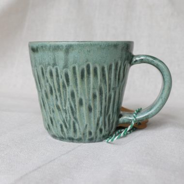 Hand thrown Blue/Green Ceramic stoneware 12oz Mug