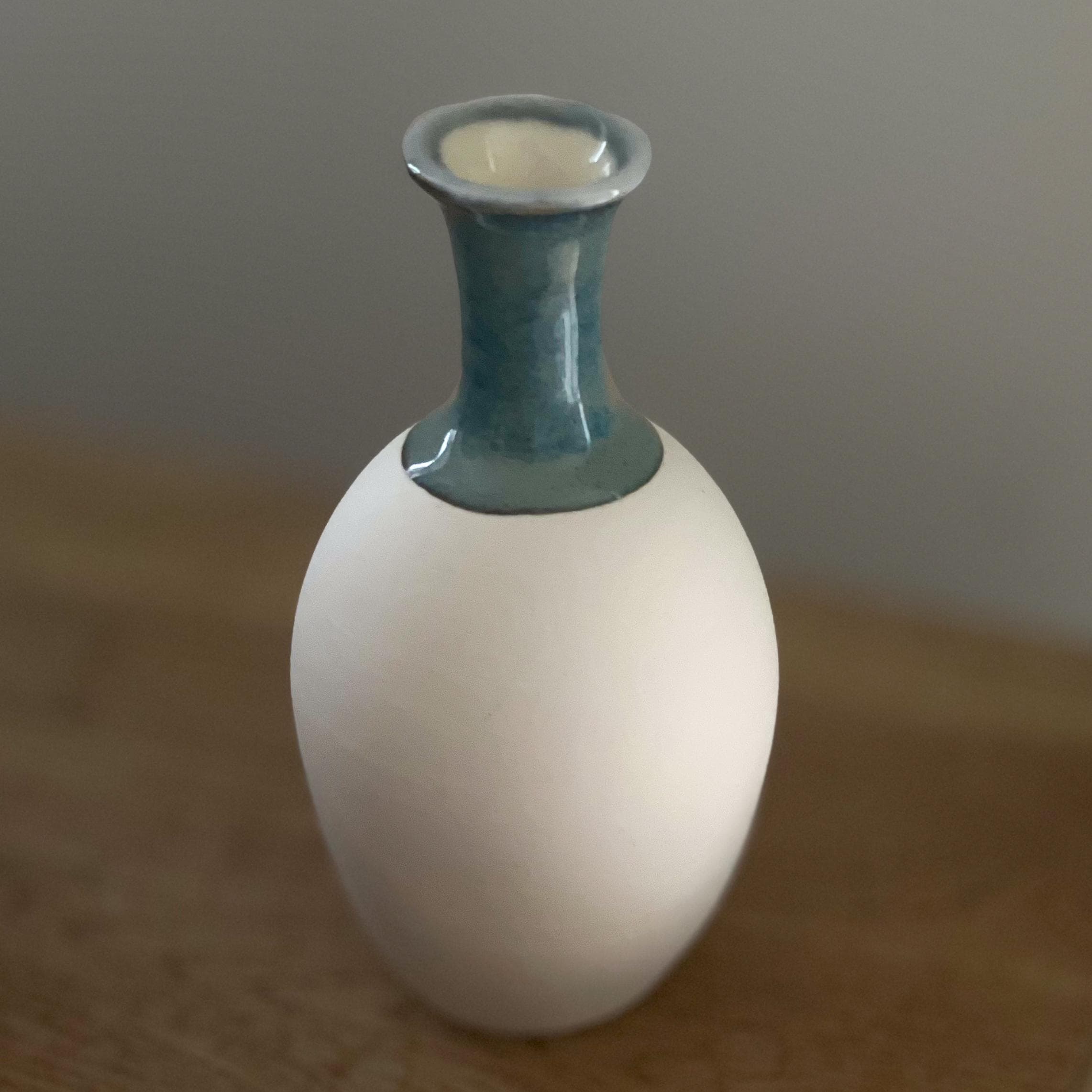 Handmade small Porcelain bud vase semi glazed - Image 5