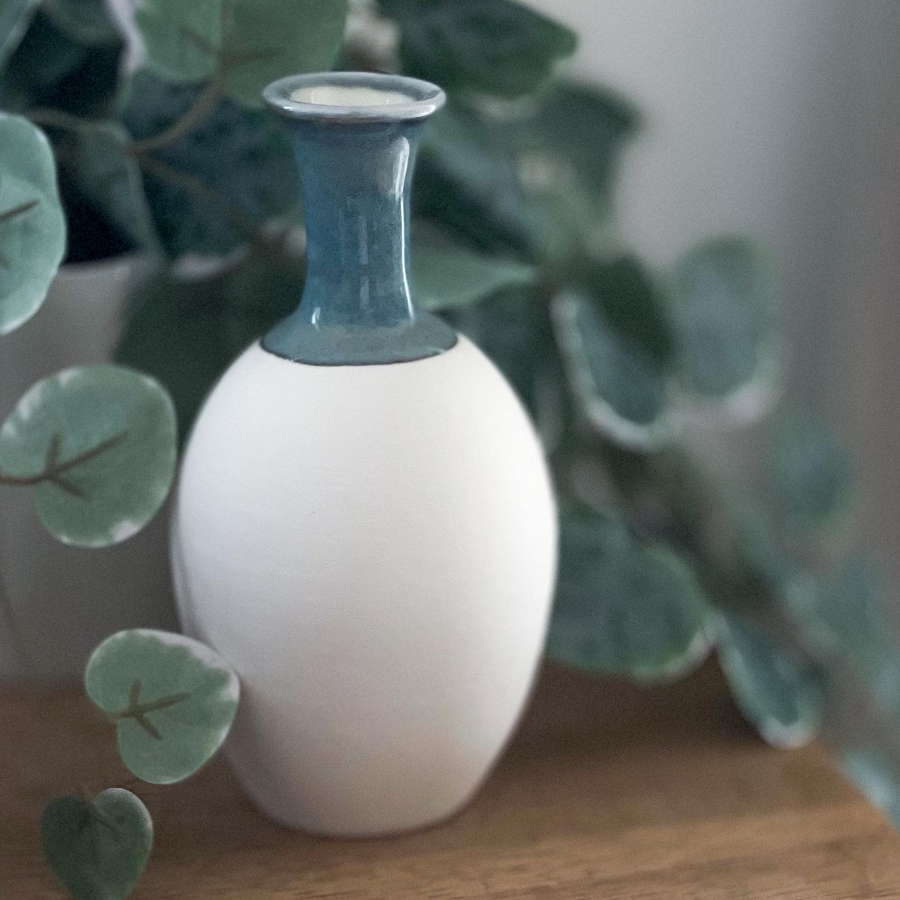 Handmade small Porcelain bud vase semi glazed - Image 4