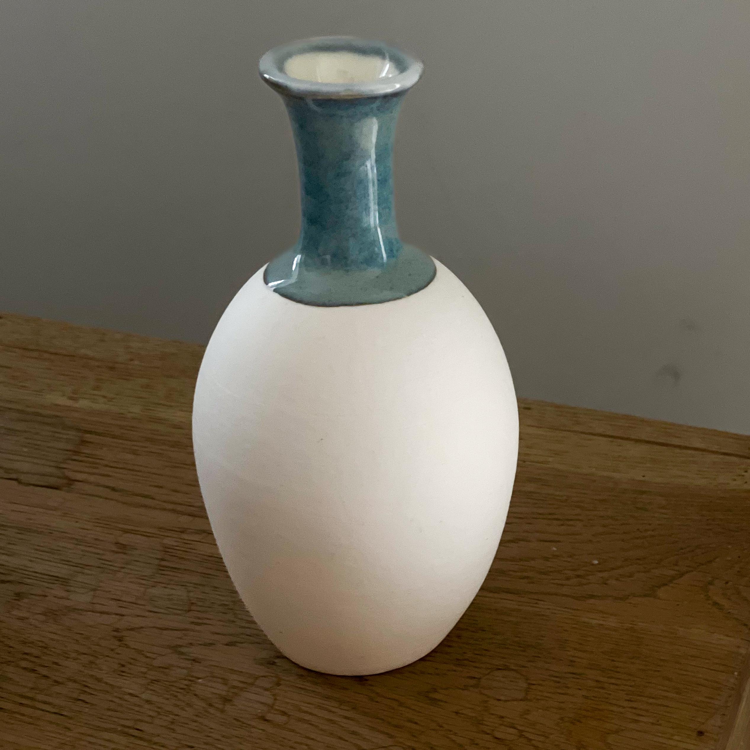 Handmade small Porcelain bud vase semi glazed - Image 7