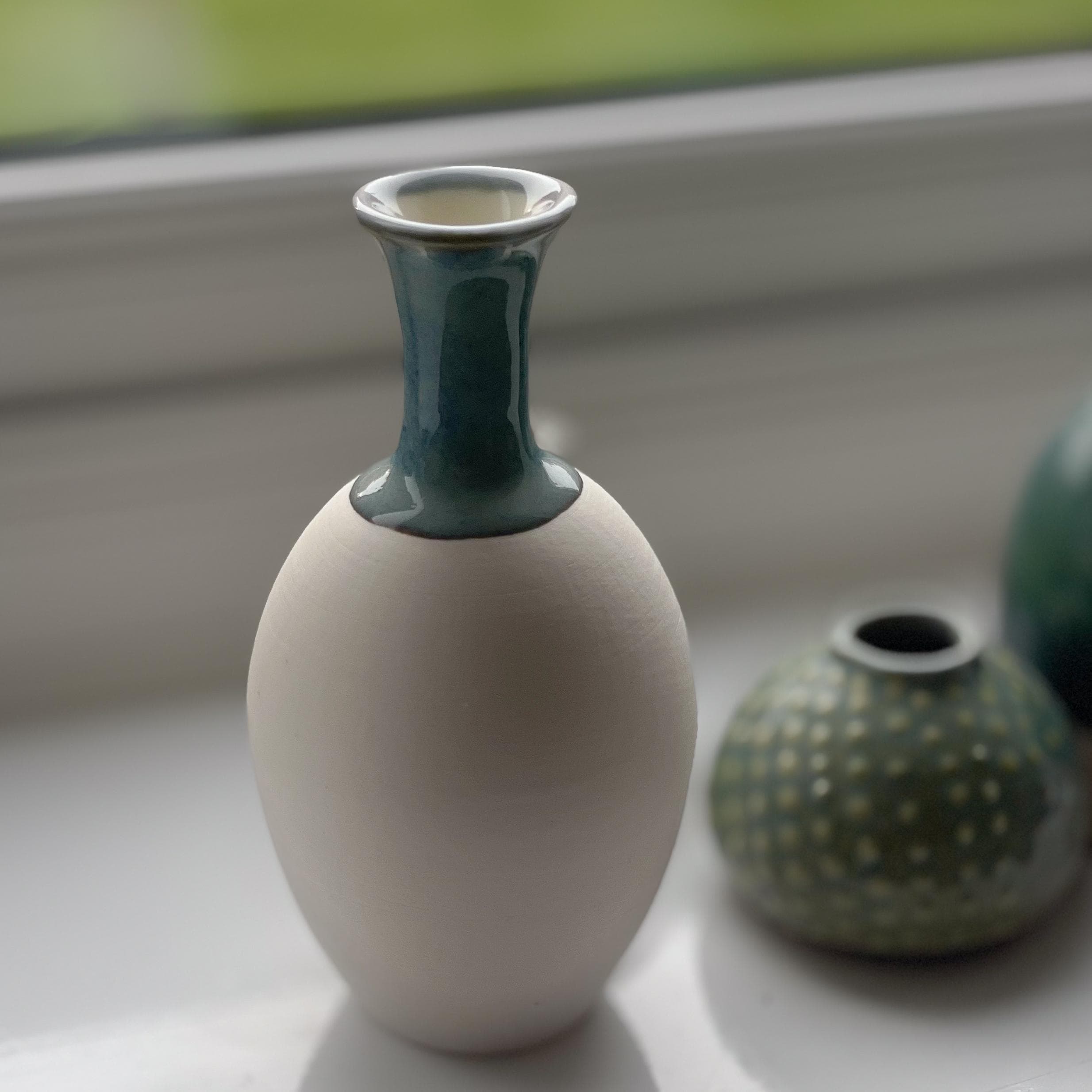 Handmade small Porcelain bud vase semi glazed - Image 6