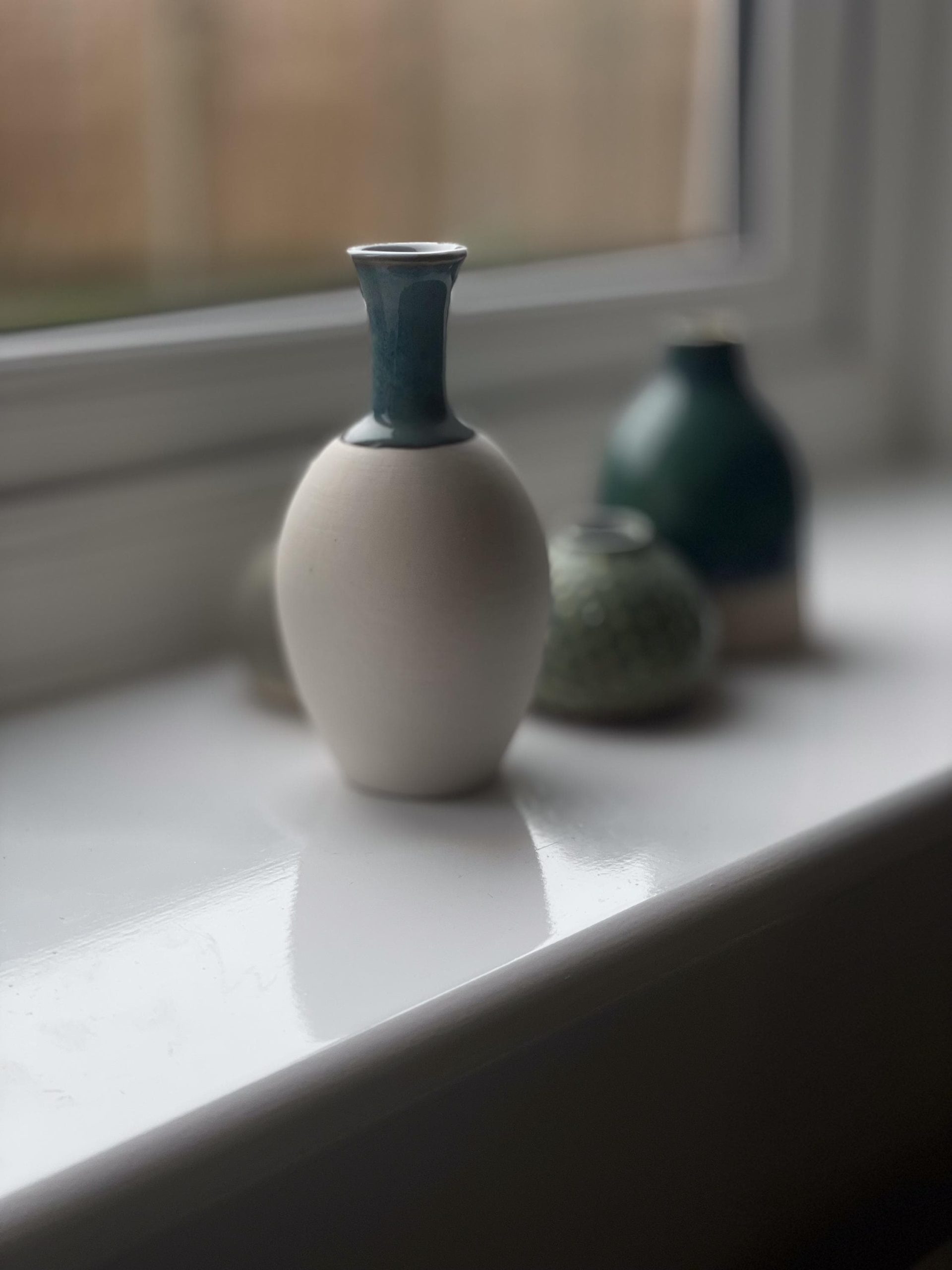 Handmade small Porcelain bud vase semi glazed - Image 3