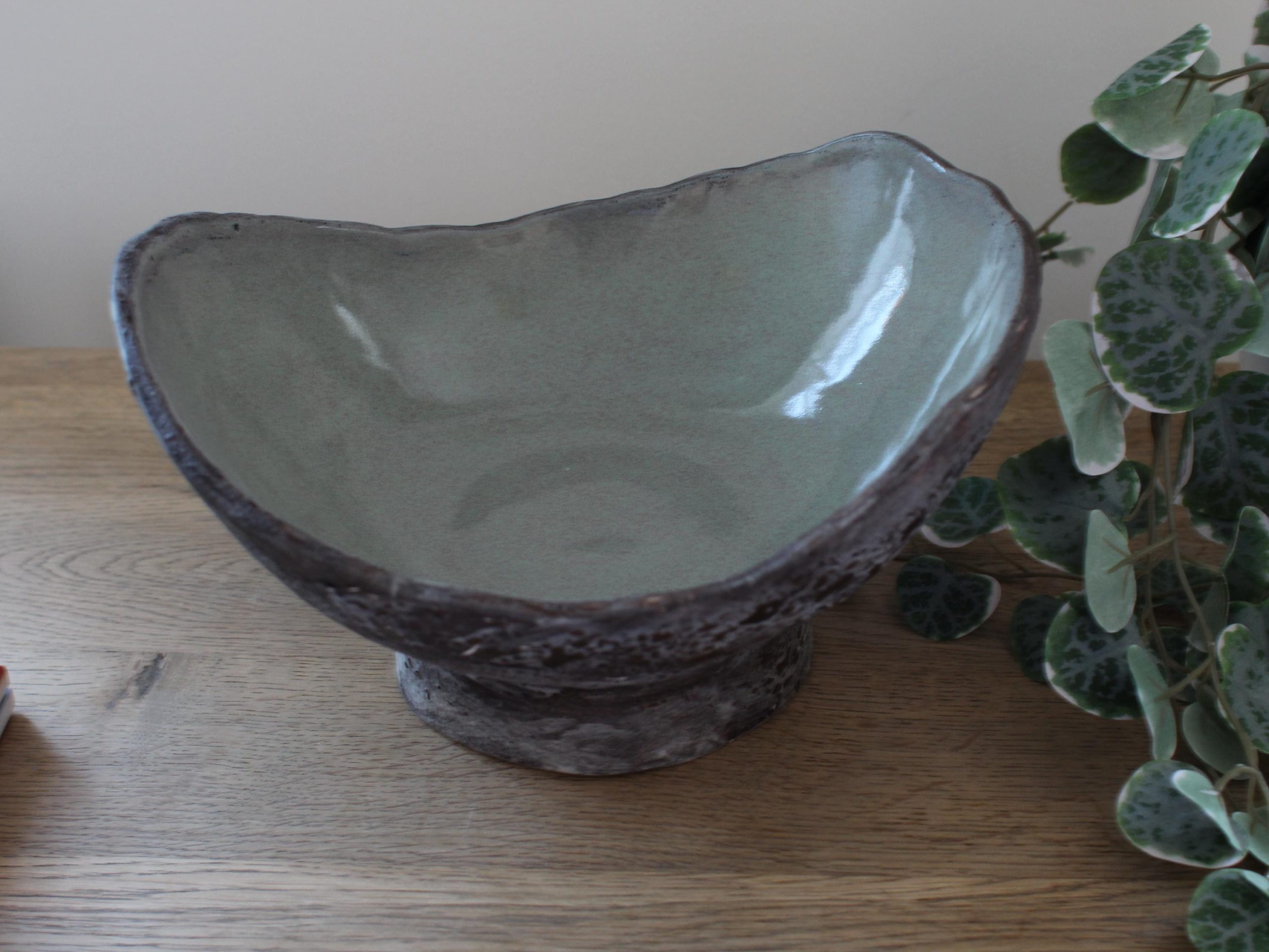 Handmade asymetric ceramic fruit bowl
