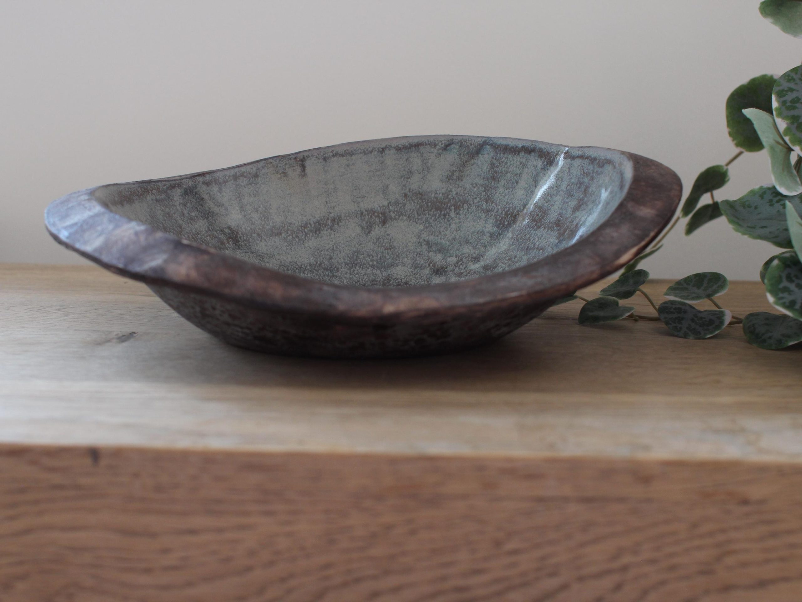 Handmade asymetric ceramic fruit bowl