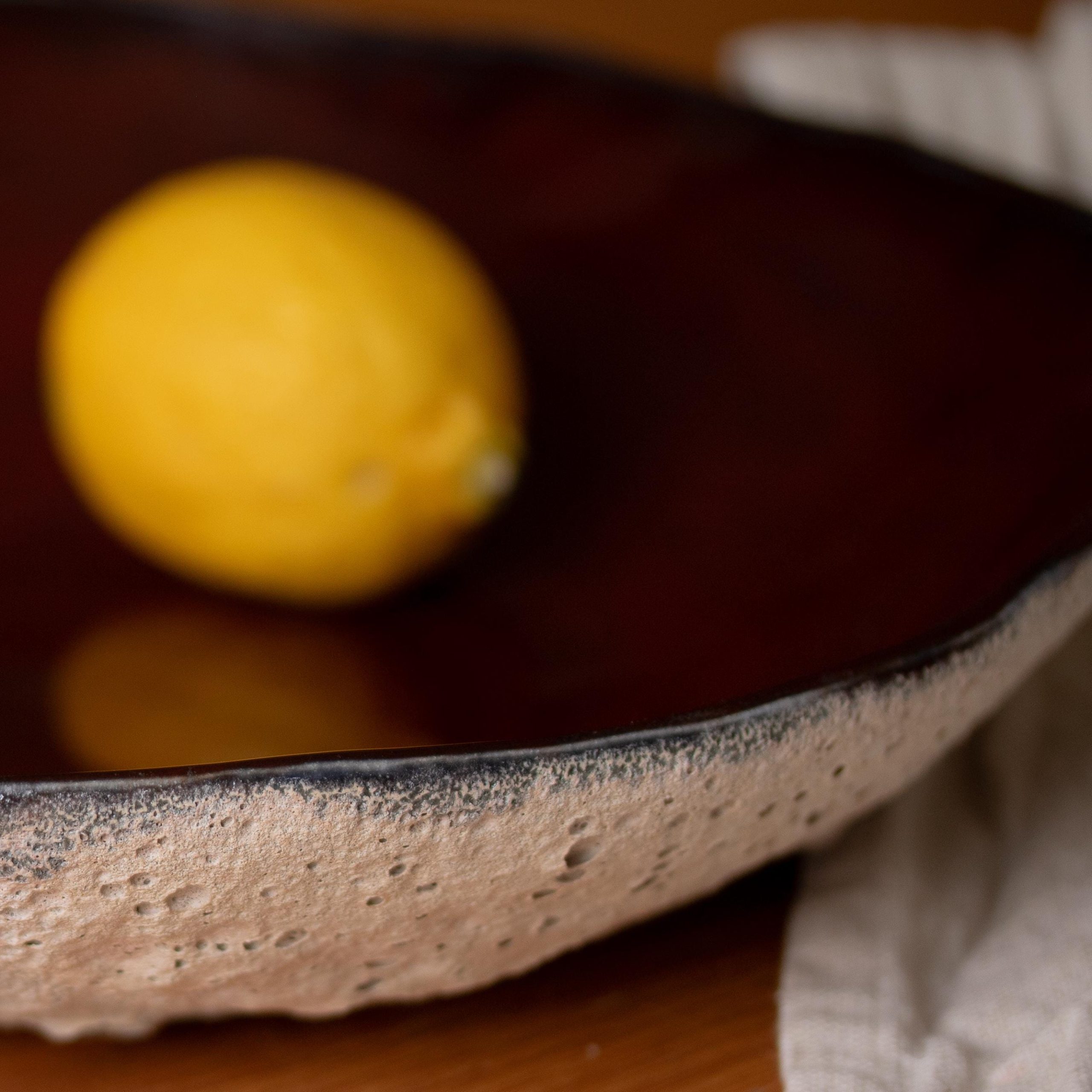 Handmade Brick Red asymmetric ceramic fruit bowl - Image 5
