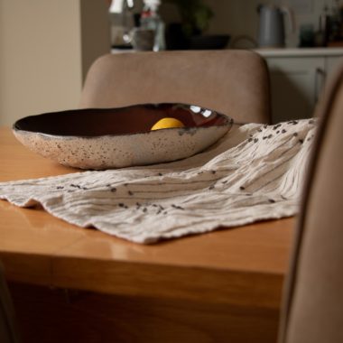 Handmade Brick Red asymmetric ceramic fruit bowl